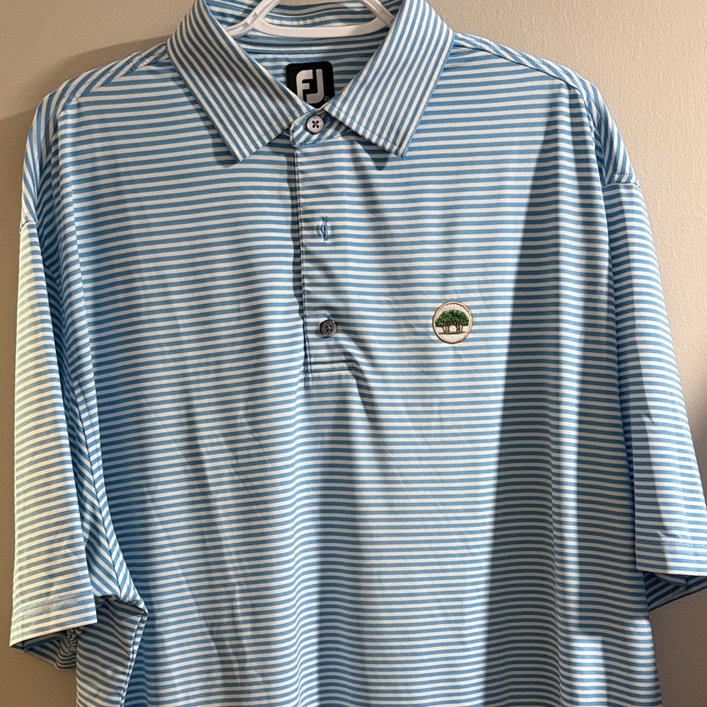 FootJoy Light Blue and White Striped Polo Shirt from Hole in the Wall Club
